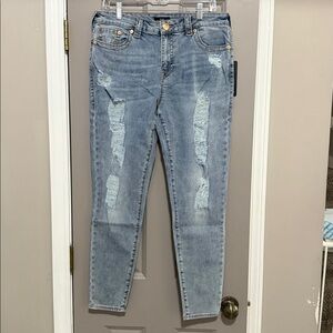 True Religion Light Blue Mid Rise Skinny Jeans